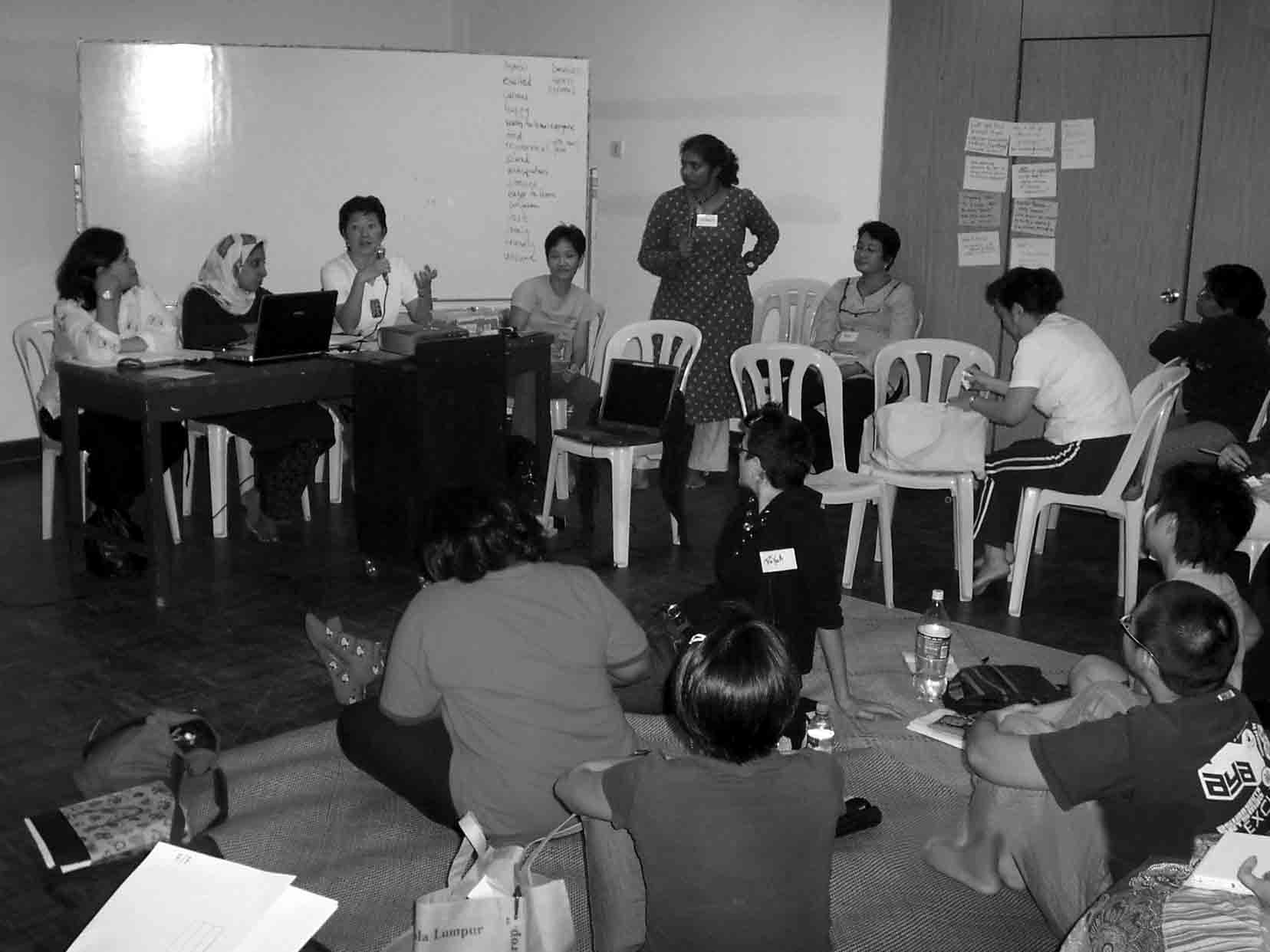 Volunteers of  the Fiesta Feminista Organising Committee gathered together during "The PoliticalABC's of Fiesta Feminista" workshop in PetalingJaya, Malaysia on March 31-April 1, 2007.